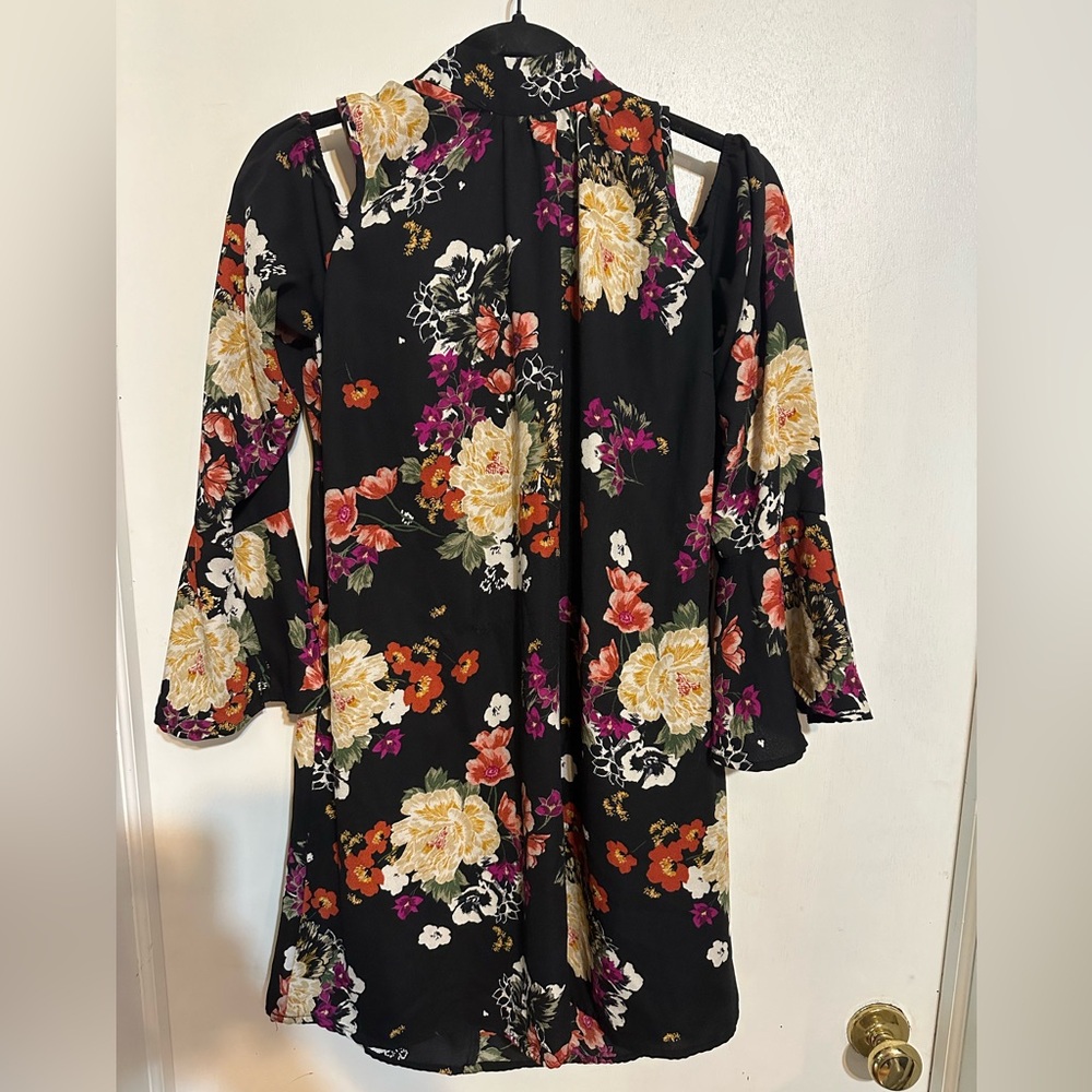 Xhilaration Vibrant Floral Dress - Black, Pink, and Orange
